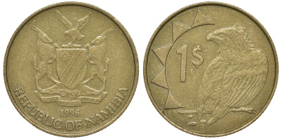 Намибия 1 доллар 1996 орел KM 4 латунь 4163-1052