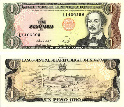 Доминиканская Республика 1 песо 1988 Хуан Пабло Дуарте Pick 126 с бумага UNC (пресс) 8592-46-2-1