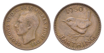 Великобритания 1 фартинг 1950 Георг VI (1936-1952) KM 867, Spink 4119 бронза 4659-829
