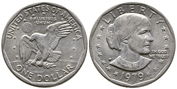 США 1 доллар 1979 P, Сьюзен Энтони KM 207 медь плакированная медно-никелем 259-1234