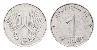 ГДР 1 пфенниг 1952 A KM 7 алюминий 4685-1255