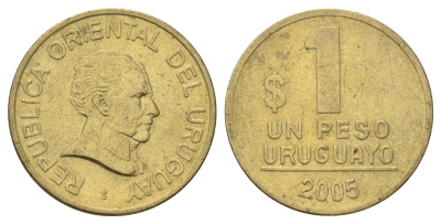 Уругвай 1 песо 2005 KM 103.2 алюминиевая бронза 66-1217