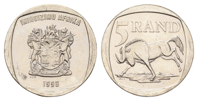 ЮАР 5 рандов 1998 KM 166 медь плакированная никелем UNC 4678-314