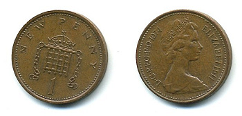 Великобритания 1 пенни 1974 Елизавета II (1952-2022) КМ 915, Spink B1 бронза 4110-815