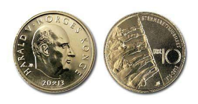 Норвегия 10 крон 2013 100 лет избирательному праву KM 488 медно-цинк-никель UNC 95-414