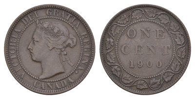 Канада 1 цент 1900 Виктория (1837-1901) KM 7 бронза 4654-1222