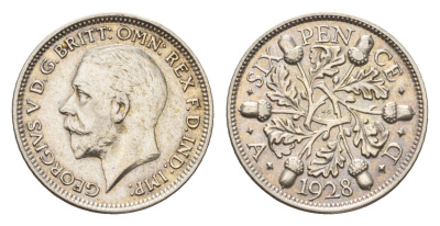 Великобритания 6 пенсов 1928 Георг V (1910-1936) KM 832, Spink 4040 серебро aUNC 4674-1036