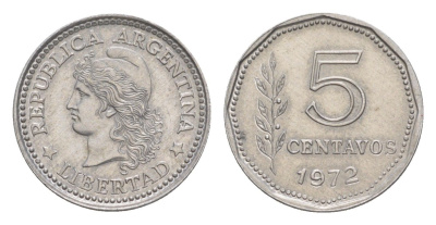 Аргентина 5 сентаво 1972 KM 65 алюминий UNC 4636-311