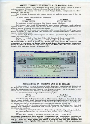 Австралия, Банк Южного Уэльса 50 фунтов и 50 долларов 1971 дорожные чеки, оригинальный буклет, образец Specimen   бумага  UNC (пресс) 5548-4-2-1