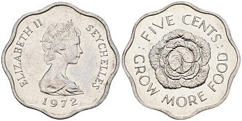 Сейшельские острова 5 центов 1972 FAO, цветок, Елизавета II KM 18 алюминий UNC 4588-646