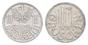 Австрия 10 грошей 1975 KM 2878 алюминий 4685-1042