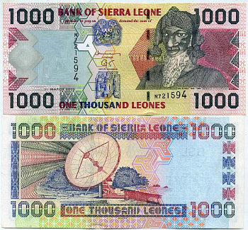 Сьерра-Леоне 1000 леоне 2003 Бай Берх, спутниковая антена Pick 24 b бумага UNC (пресс) 448-115-3