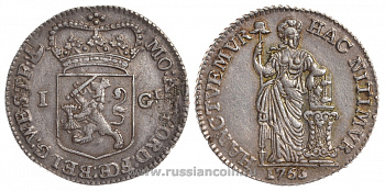 Нидерланды, Фестфризленд 1 гульден 1763 Delm. 1180 серебро 1521-732
