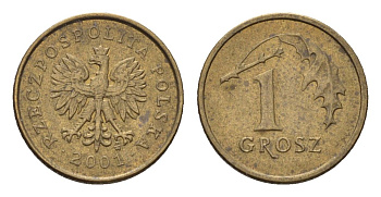 Польша 1 грош 2001 Y 276 марганец латунь 4684-951