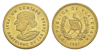 Гватемала 1 сентаво 1991 KM 275 латунь UNC 4644-255