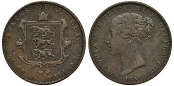 Джерси 1/26 шиллинга 1861 Виктория (1837-1901) KM 2 медь 650-713