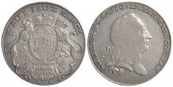 Ганау-Мюнценберг (Hanau-Münzenberg) 1 талер 1778 Вильгельм IX Dav. 2289 D, Museler 25/9 a, Schutz 2088 серебро 00-806-69