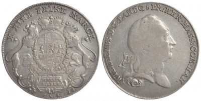 Ганау-Мюнценберг (Hanau-Münzenberg) 1 талер 1778 Вильгельм IX Dav. 2289 D, Museler 25/9 a, Schutz 2088 серебро 00-806-69