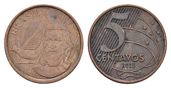 Бразилия 5 сентаво 2013 KM 648 сталь плакированная медью 4686-637