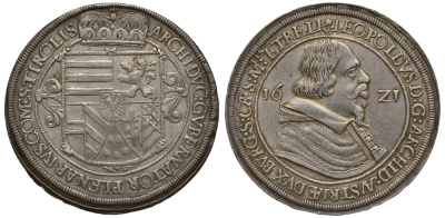 Австрия, Священная Римская империя, Тироль 1 талер 1621 дом Габсбургов, Эрцгерцог Леопольд V  Тирольский (1619-1632), монетный двор Халл Moser/Tursky 422 серебро 00-000-00