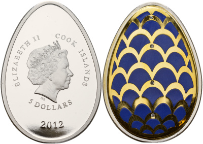 Палау 3 монеты по 5 долларов 2012 яйца Фаберже, цветная эмаль, позолота серебро PROOF 1065-1-11