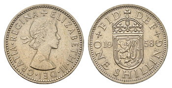 Великобритания 1 шиллинг 1958 Елизавета II (1952-2022), Шотландский герб KM 905, Spink 4148 медно-никель 4177-517