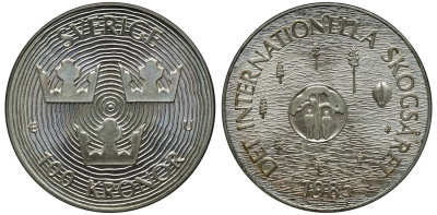 Швеция 100 крон 1985 Карл XVI Густав (1973- ), Международный год защиты лесов KM 866 серебро UNC 4111-1225