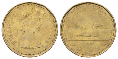 Канада 1 доллар 1987 Елизавета II (1952-2022), утка KM 157 никель плакированный алюминиевой бронзой 4688-423