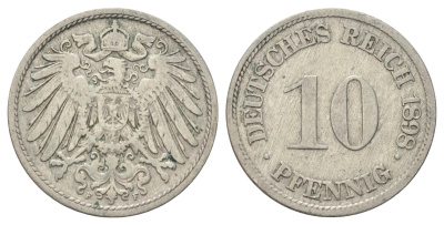 Германия 10 пфеннигов 1898 F KM 12, J. 13 медно-никель 4701-1111