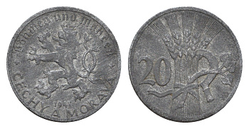 Богемия и Моравия 20 геллеров 1941 KM 2 цинк 4679-635