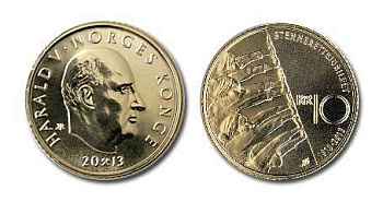 Норвегия 10 крон 2013 100 лет избирательному праву KM 488 медно-цинк-никель UNC 95-411