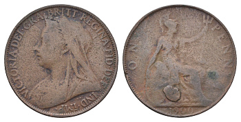 Великобритания 1 пенни 1900 Виктория (1837-1901) KM 790, Spink 3961 бронза 4661-432