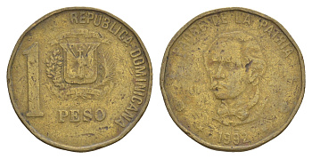 Доминиканы (Доминиканская Республика) 1 песо 1992 KM 80 латунь 4646-223