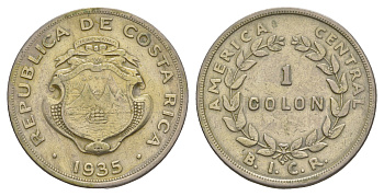 Коста-Рика 1 колон 1935 KM 173 медно-никель 1527-1335