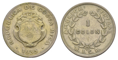 Коста-Рика 1 колон 1935 KM 173 медно-никель 1527-1335