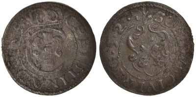 Ливония, Рига, шведская оккупация солид (шиллинг) 1652 Кристина KM 21 серебро 1527-623