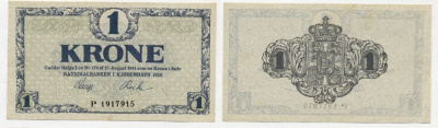 Дания 1 крона 1920 серия Р Pick 12 e бумага aUNC 450-23-1-1