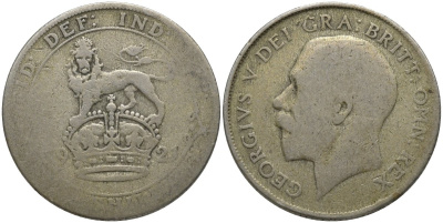 Великобритания 1 шиллинг 1921 Георг V (1910-1936) KM 816a, Spink 4023А серебро 4544-1236