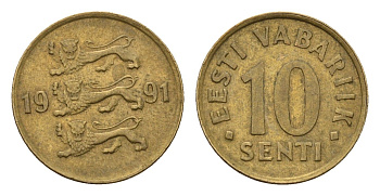 Эстония 10 сентов 1991 KM 22 латунь 4696-123