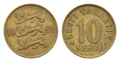 Эстония 10 сентов 1991 KM 22 латунь 4696-123