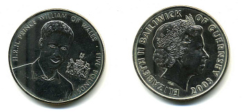 Гернси 5 фунтов 2003 принц Вильям KM 143 медно-никель UNC 79-1014