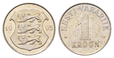Эстония 1 крона 1995 KM 28 медно-никель aUNC 4688-633