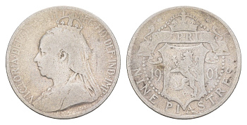 Кипр 9 пиастров 1901 Виктория (1837-1901), год-тип KM 6 серебро 1518-433