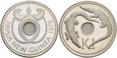 Папуа-Новая Гвинея 1 кина 1978 крокодилы KM 6 медно-никель UNC 00-00