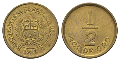 Перу 1/2 соль 1975 KM 265 латунь UNC 66-146