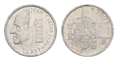 Испания 1 песета 1993 M, Хуан Карлос I (1975-2014) KM 832 алюминий 4623-1052