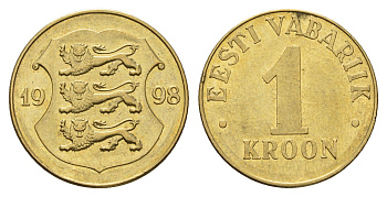 Эстония 1 крона 1998 KM 35 латунь 4688-644