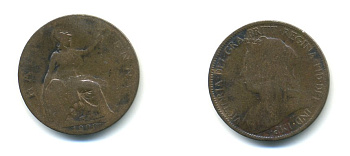 Великобритания 1/2 пенни 1899 Виктория (1837-1901) KM 789, Spink 3962 бронза 59-841