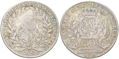 Саксен-Кобург-Заальфельд 20 крейцеров 1765 KM 84 серебро 1529-1214