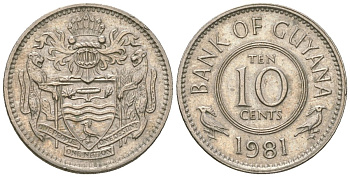 Гайана 10 центов 1981 KM 33 медно-никель 4124-627